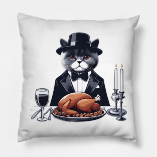 British Shorthair Cat Thanksgiving Pillow