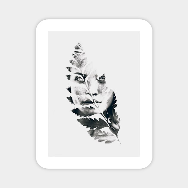 Portrait of woman(leaves) Magnet by Dada22