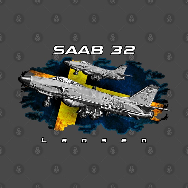 Saab 32 Lansen Swidish military aircraft by aeroloversclothing