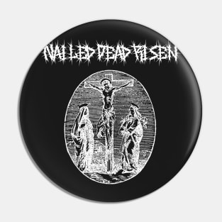 Death Metal Christ Crucifix Nailed Dead Risen Impending Doom Pin