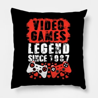 Gaming 1987 Birthday Video Games Birthday Gamer Pillow