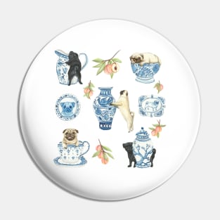 Pug Vintage china Pin