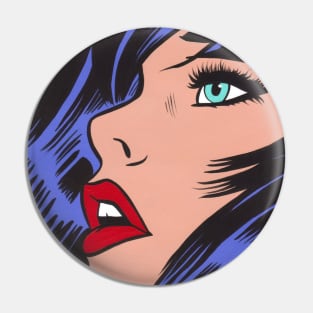 Comic Pop Art Woman Pin