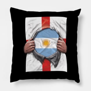 Argentina Flag English Flag Ripped Open - Gift for Argentinian From Argentina Pillow