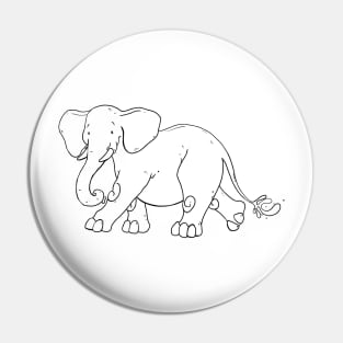 Elephant - Line Art Pin