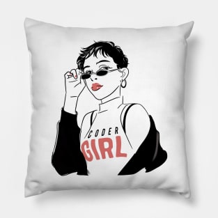 IT Shirt Coder Girl Pillow