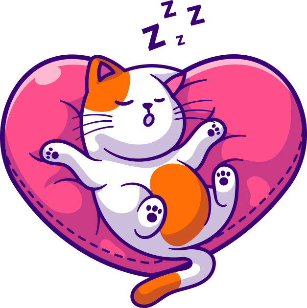 Cute Cat Sleeping On Love Pillow Cartoon Kids T-Shirt by Catalyst Labs