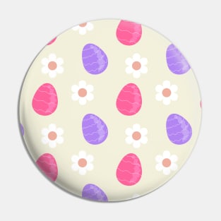 Spring pattern with cute Easter eggs and flowers Pin