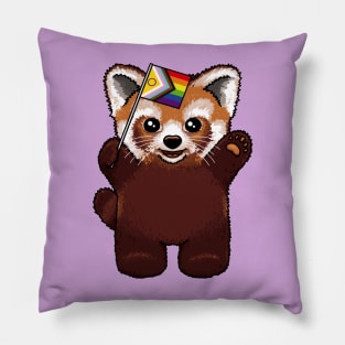 Red Panda Rainbow Pillow