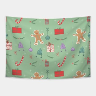 Gingerbread and Christmas Present Pattern Tapestry