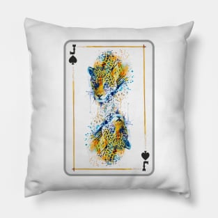 Leopard Head Jack Of Spades Playing Card Pillow