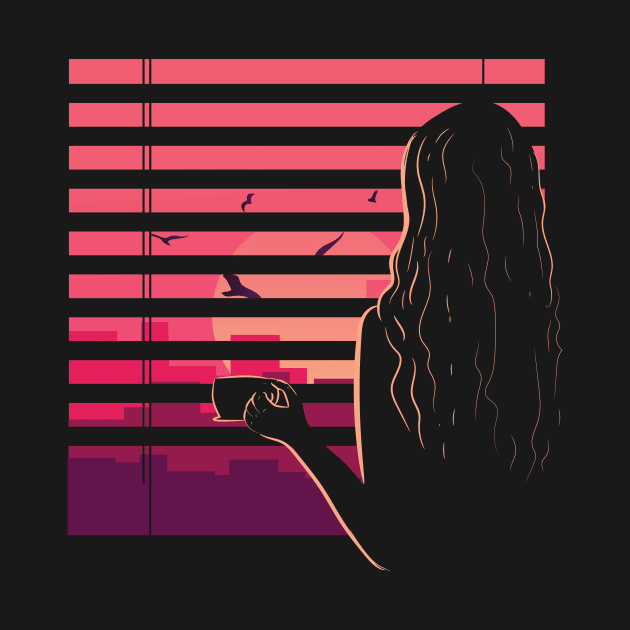 Coffee Lover Sunset Gazing by BakaOutfit