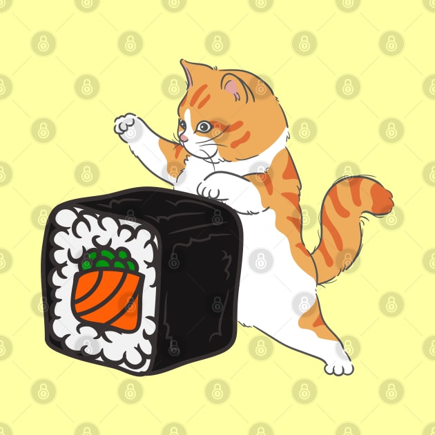 Funny Crazy Foodie Food Lover Sushi Lover Cat by Tina