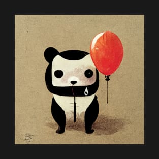 Cute little panda bear with a red balloon. T-Shirt