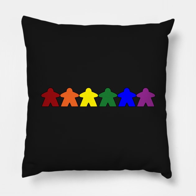 Gay Pride Meeples Pillow by Basilisk