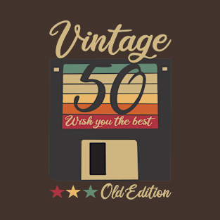 50th 50 Years Old Technology Disk Vintage Birthday T-Shirt