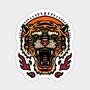 Retro Tiger Head Tattoo Design Magnet