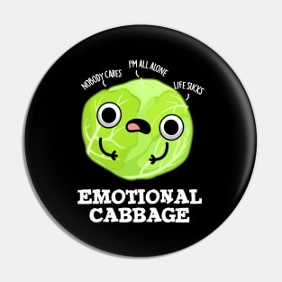 Emotional Cabbage Cute Veggie Pun Pin