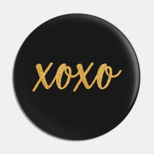 XOXO, hugs and kisses, gold glitter Pin