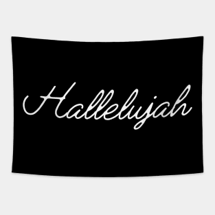 Hallelujah! Typography White Tapestry