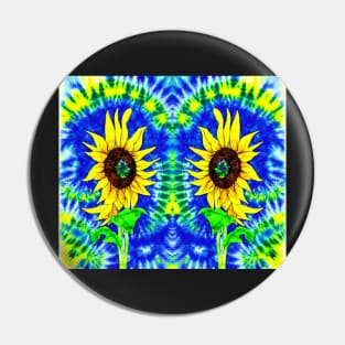 Tie Dye Sunflowers - Blue Aesthetic Psychedelic Pin