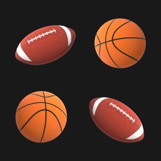 Footballs and Basketballs (Black Background) T-Shirt