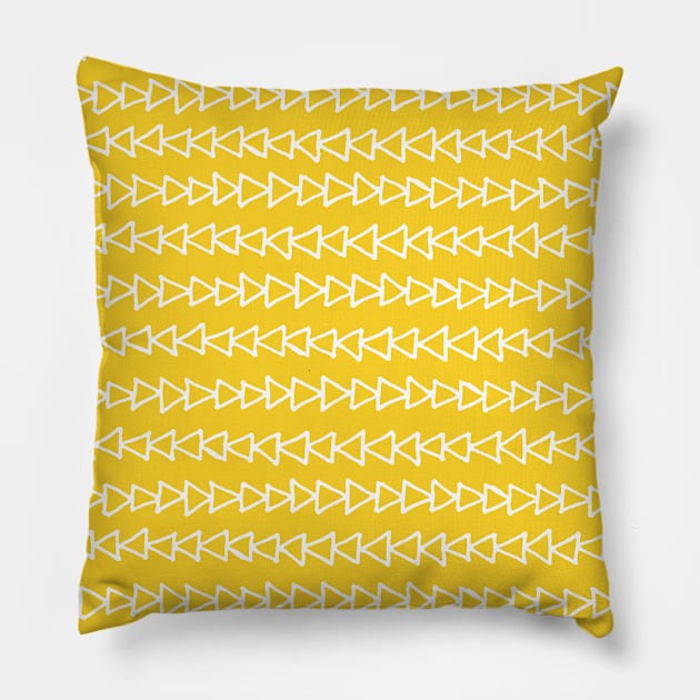 Mustard Yellow and White Modern Triangles Pattern Pillow by dreamingmind