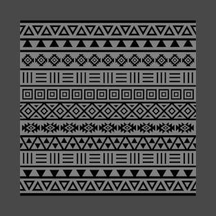 Aztec Influence Pattern Black on Gray T-Shirt