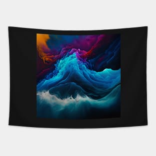 Stormy Rainbow Waves Abstract Tapestry