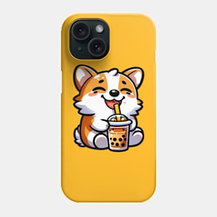 corgi drinking boba Phone Case