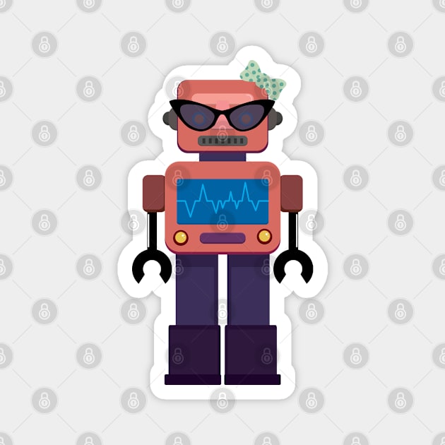 Funny Female Robot Magnet by Hedgie Designs