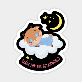 Ready for the dream world Hello little cow in pajamas sleeping cute baby outfit Magnet