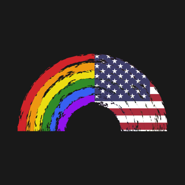 Vintage Lgbt Gay Pride Rainbow Usa American Flag Lgbt T Shirt