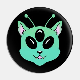 Alien Cat Green Cute Kawaii Animal Pin