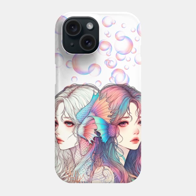 Pastel Sibling Mermaid Anime Phone Case by ALM Artbox