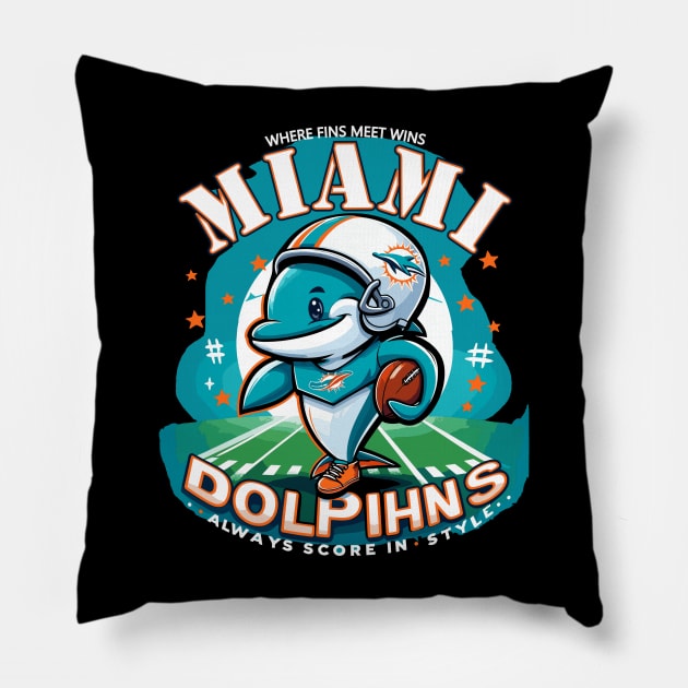 miami dolphins Pillow by AOAOCreation