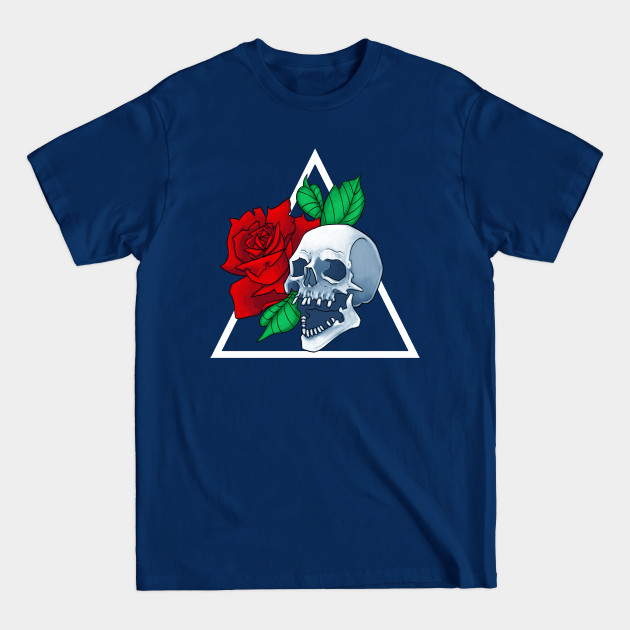 Red Flower Rose Skull - Skull Rose - T-Shirt