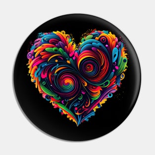 Heart in swirls of neon colors Pin