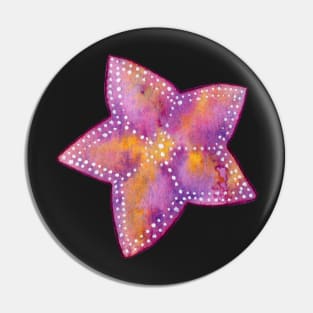 Orange and Purple Starfish Watercolor Painting Pin