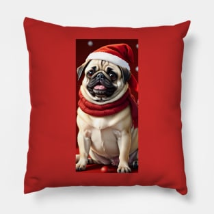 Cute Christmas pug puppy Pillow