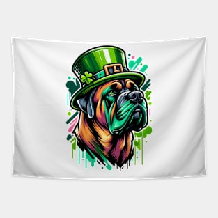 Mastiff Portrait Celebrates Saint Patrick's Day Tapestry