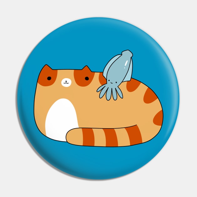 Tabby Cat and Squid Pin by saradaboru