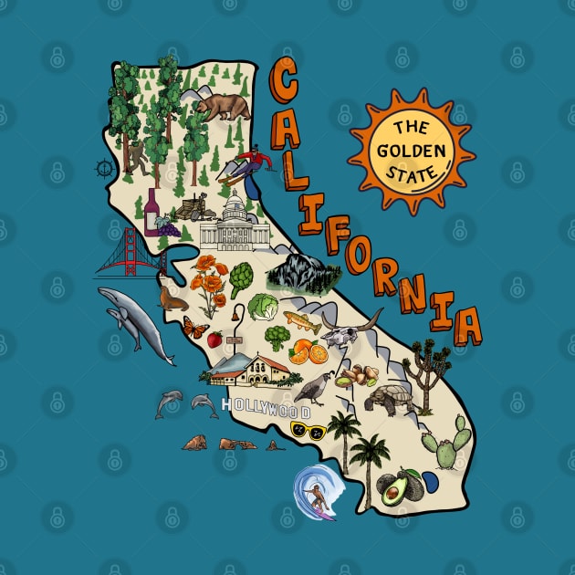 California State Map with Pictures by Slightly Unhinged