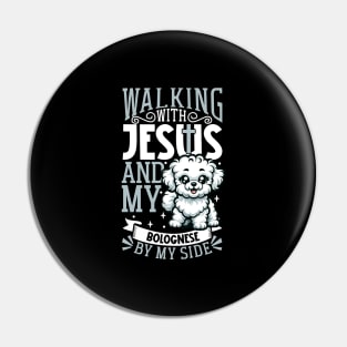 Jesus and dog - Bolognese dog Pin