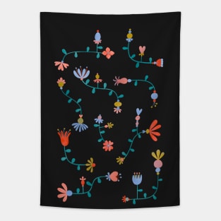 Multicolored folk-art florals Tapestry