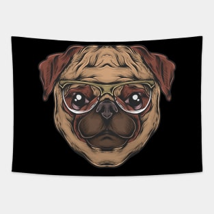 cute pug dog with glasses Tapestry