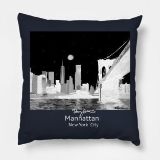New York City Manhattan and Brooklyn Bridge Pillow