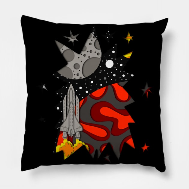 Outer Space Cut Paper Landscape Pillow by The Craft ACE