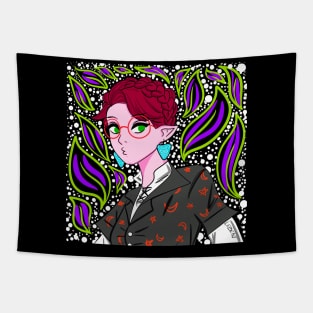 witch in glasses in boho style pattern ecopop Tapestry