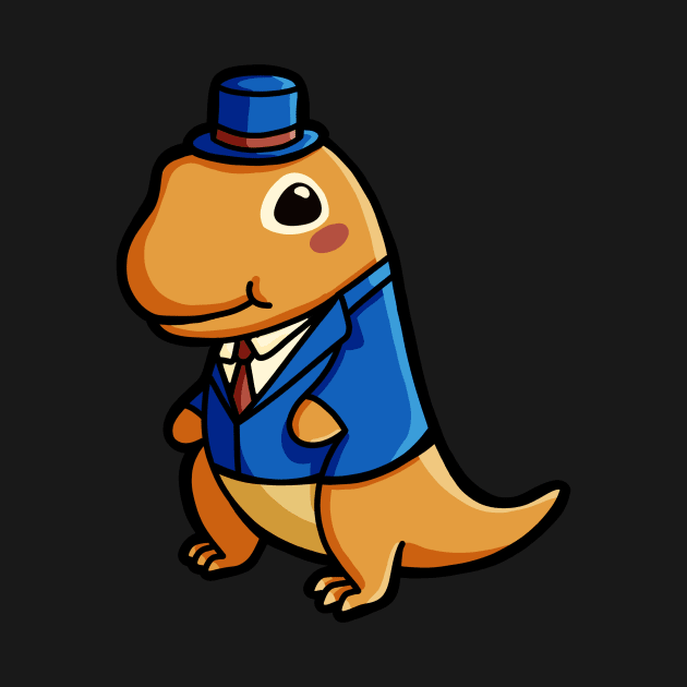 Cute T-Rex Gentleman Dino in Hat Dinosaur by hugadino